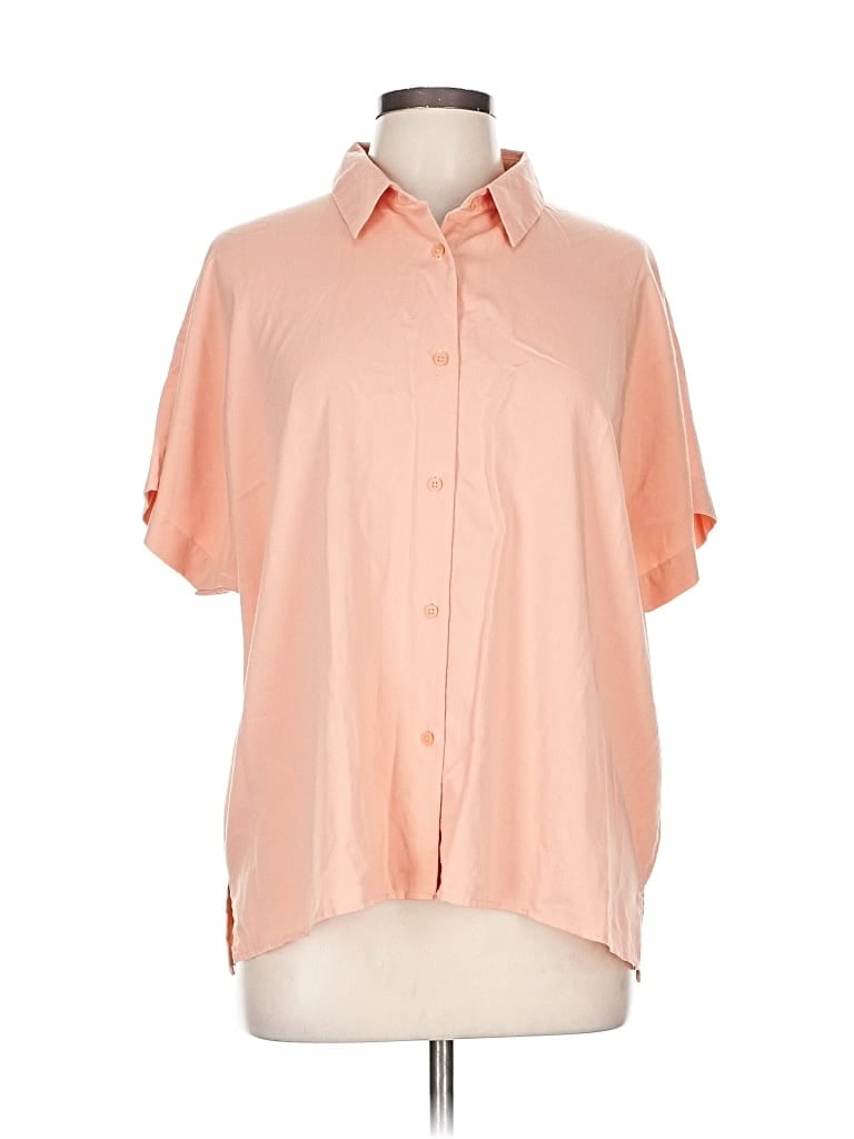 Pre-owned Uniqlo Short Sleeve Blouse In Orange