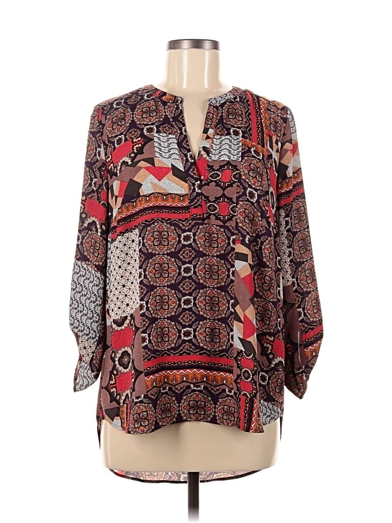 Pre-owned Daniel Rainn 3/4 Sleeve Blouse In Brown