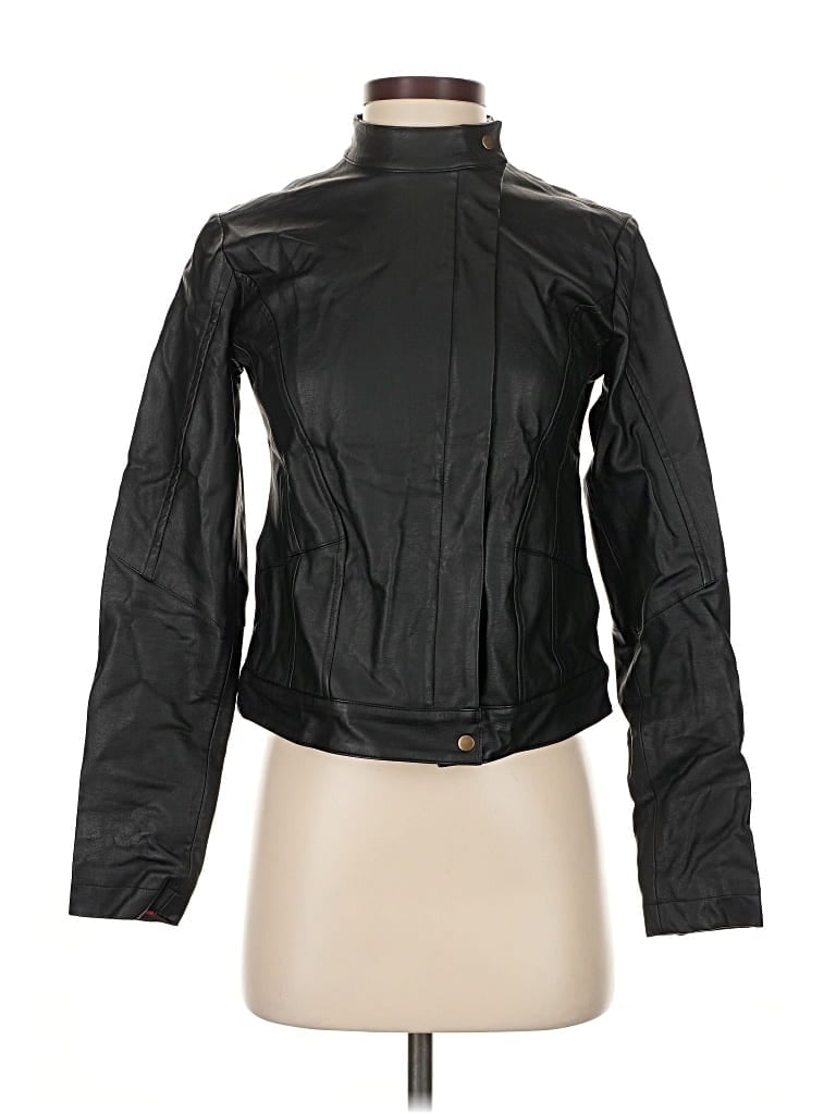 Pre-owned Assorted Brands Faux Leather Jacket In Black