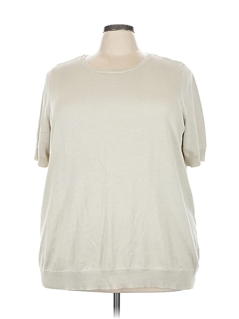 Pre-owned Belle By Kim Gravel Pullover Sweater In White
