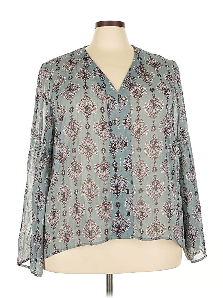 Pre-owned Maurices Long Sleeve Blouse In Blue