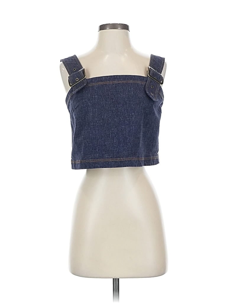 Pre-owned Lela Rose Sleeveless Top Blue Square Neckline Tops