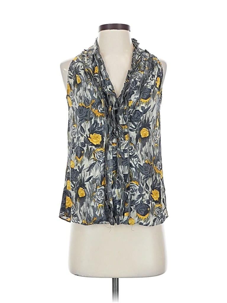 Pre-owned Geren Ford Sleeveless Silk Top Gray Halter Neckline Tops