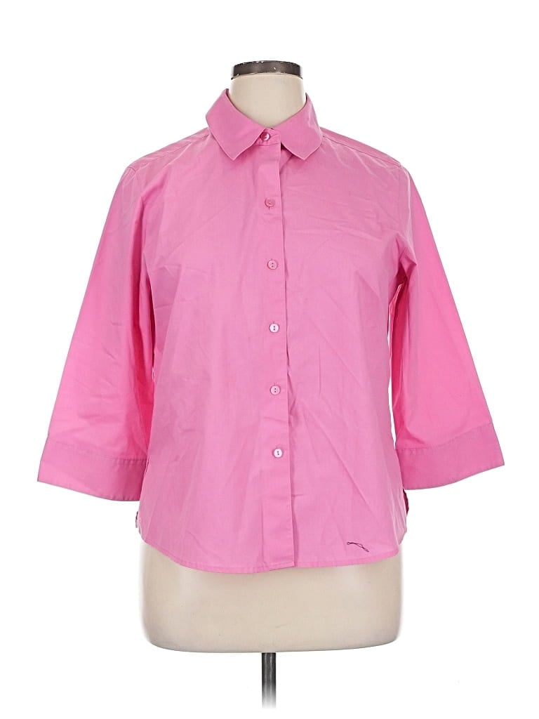 Pre-owned Foxcroft 3/4 Sleeve Button Down Shirt In Pink