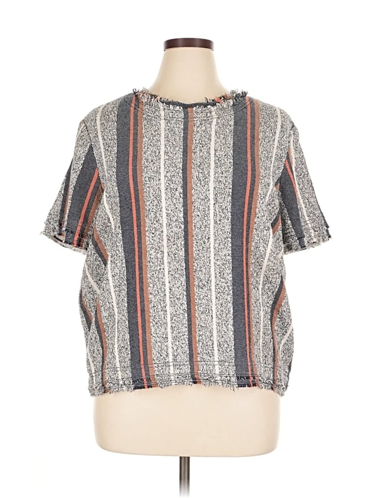 Pre-owned Ann Taylor Short Sleeve Blouse In Gray