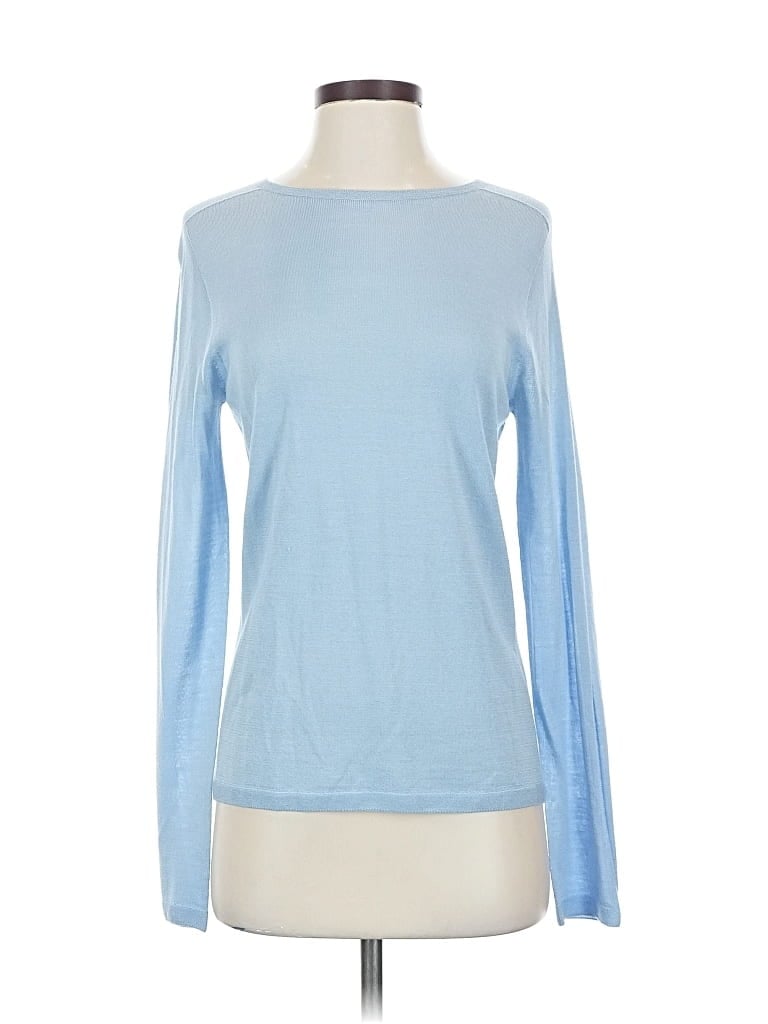 Pre-owned St John Long Sleeve Top Blue Boatneck Tops