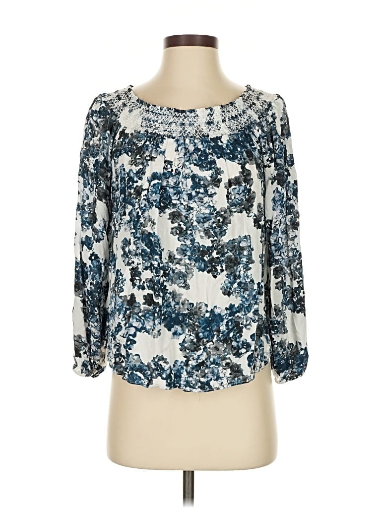 Pre-owned Parker 3/4 Sleeve Blouse In Blue