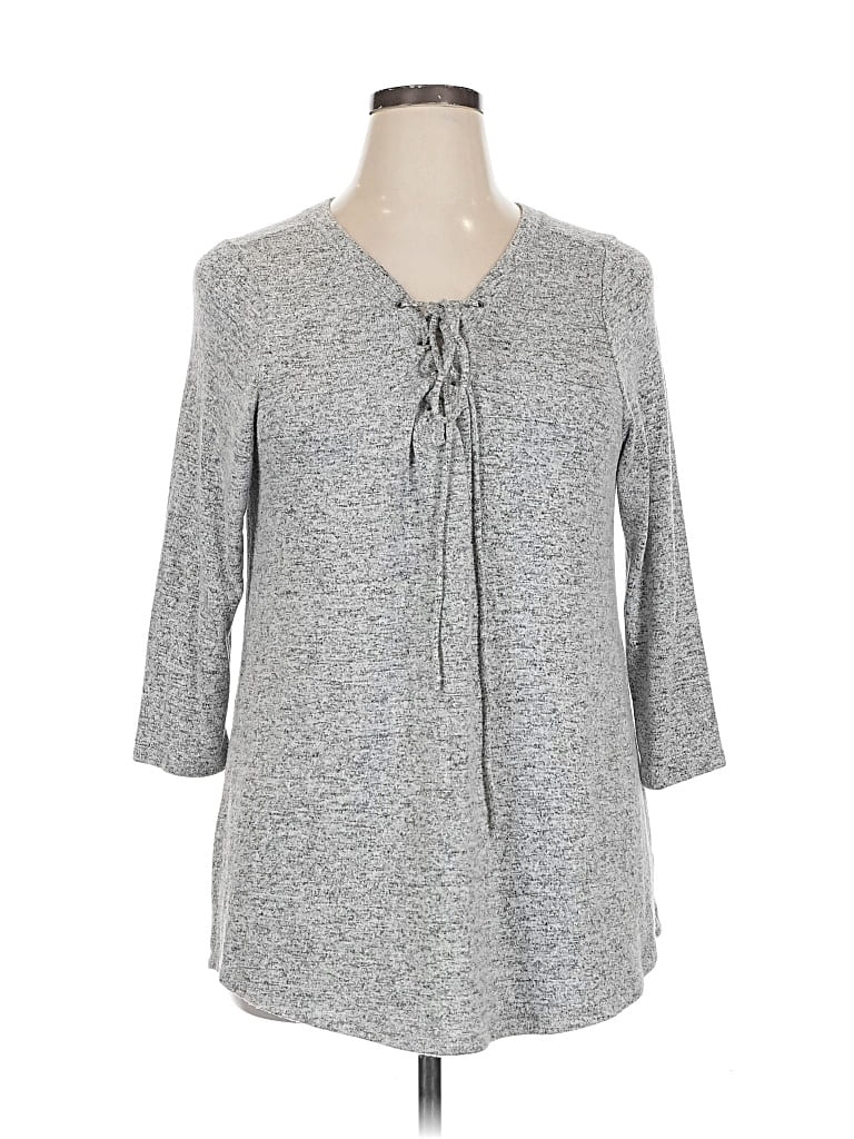 Pre-owned Lane Bryant 3/4 Sleeve T-shirt In Gray