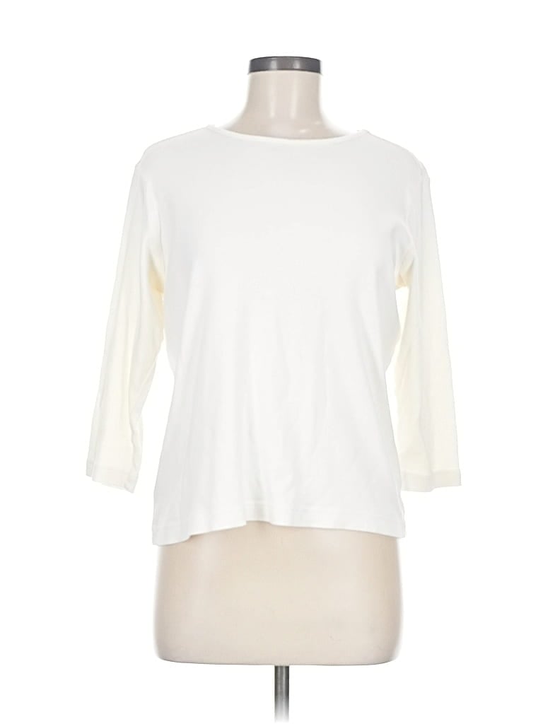 Pre-owned Christopher & Banks 3/4 Sleeve Top Ivory Boatneck Tops In White