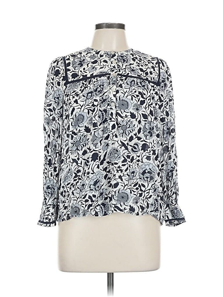 Pre-owned Lucky Brand Long Sleeve Blouse In Blue