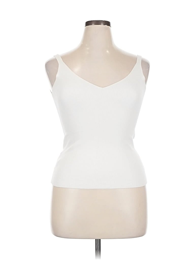 Pre-owned Mng Tank Top Ivory Strapless Neckline Tops In White