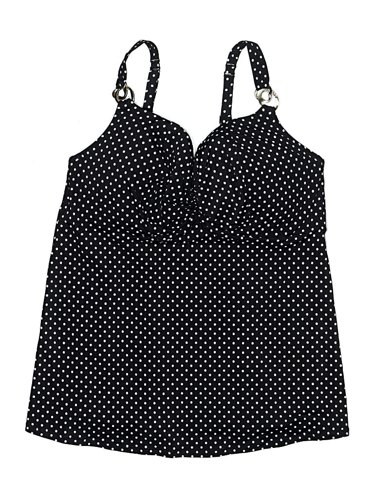 Pre-owned Swim By Cacique Swimsuit Top Black Polka Dots Pattern Swimwear