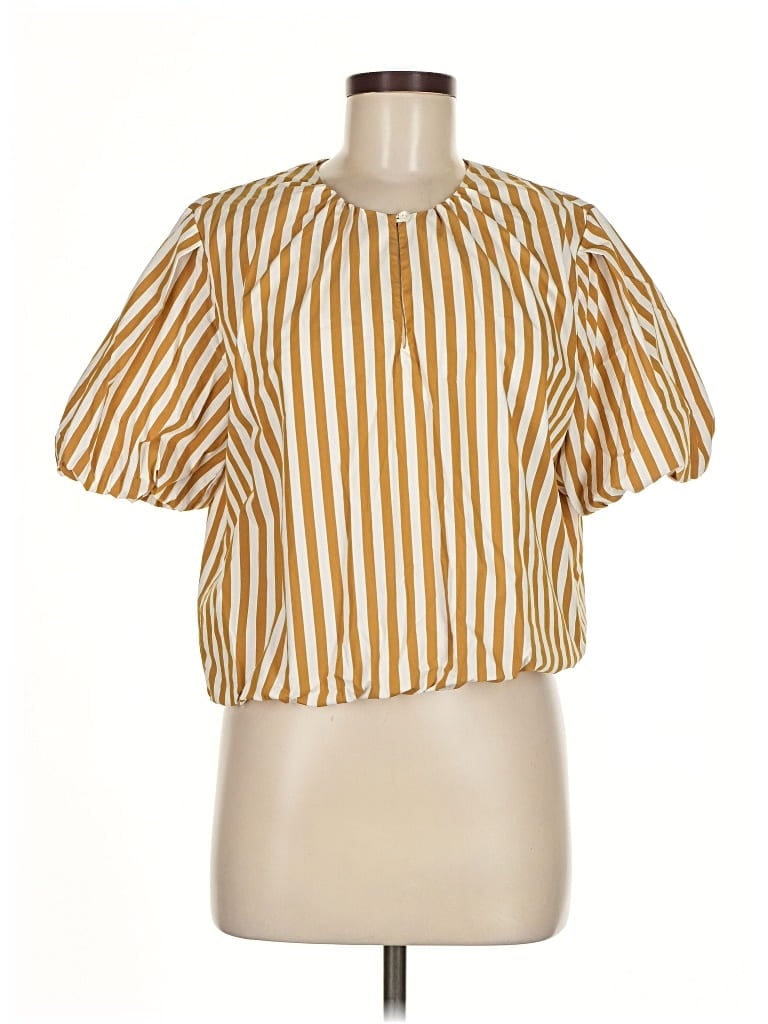 Pre-owned Ayr Short Sleeve Blouse In Gold