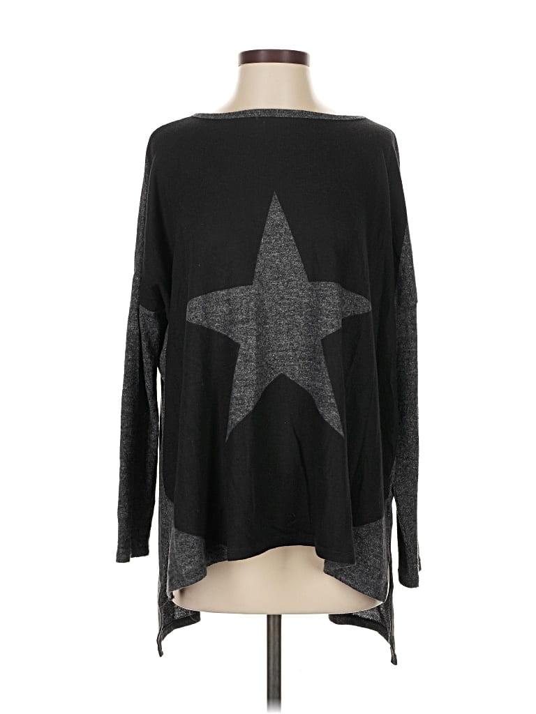 Pre-owned Go Couture Long Sleeve Top Black Crew Neck Tops