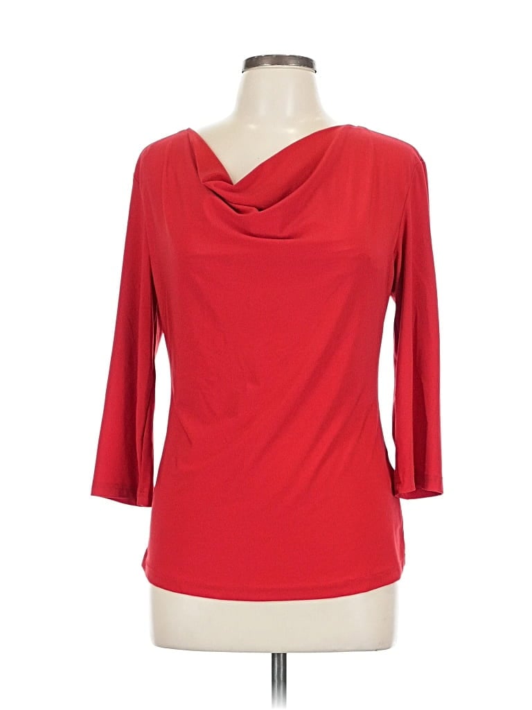Pre-owned Mikarose 3/4 Sleeve Top Red Cowl Neck Tops