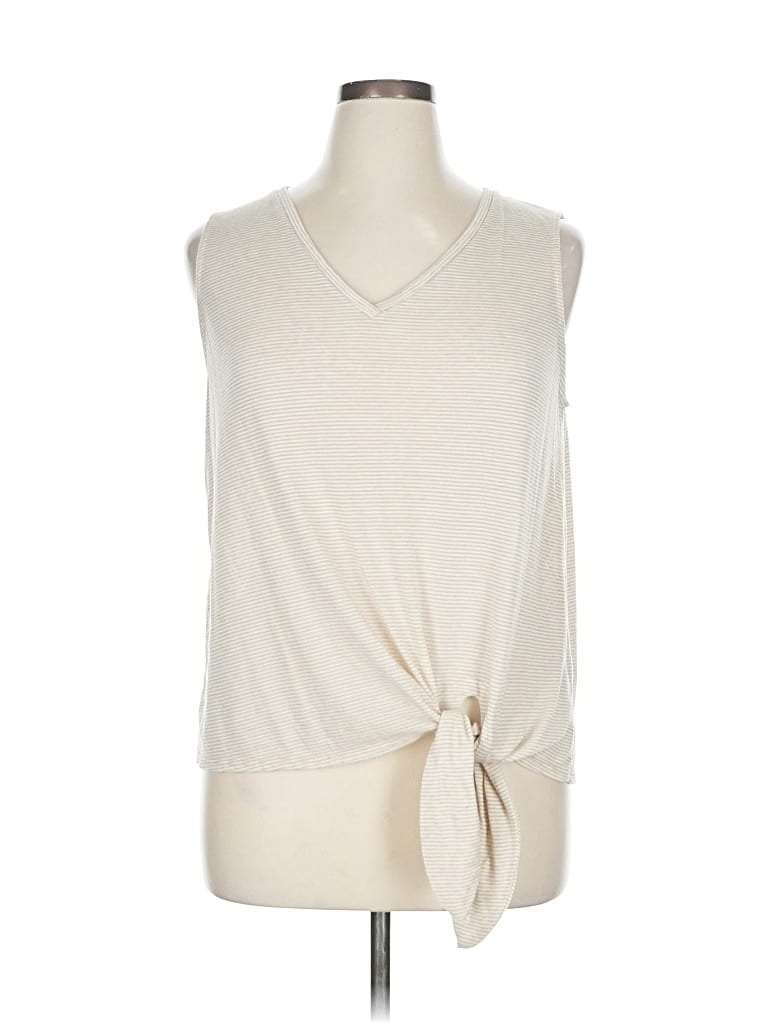 Pre-owned Gibson Sleeveless Top Ivory V Neck Tops In White
