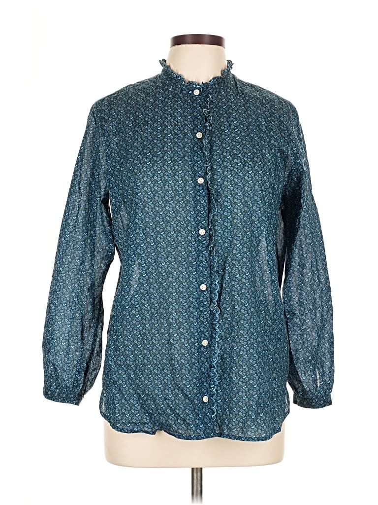 Pre-owned Birds Of Paradis By Trovata Long Sleeve Button Down Shirt In Blue