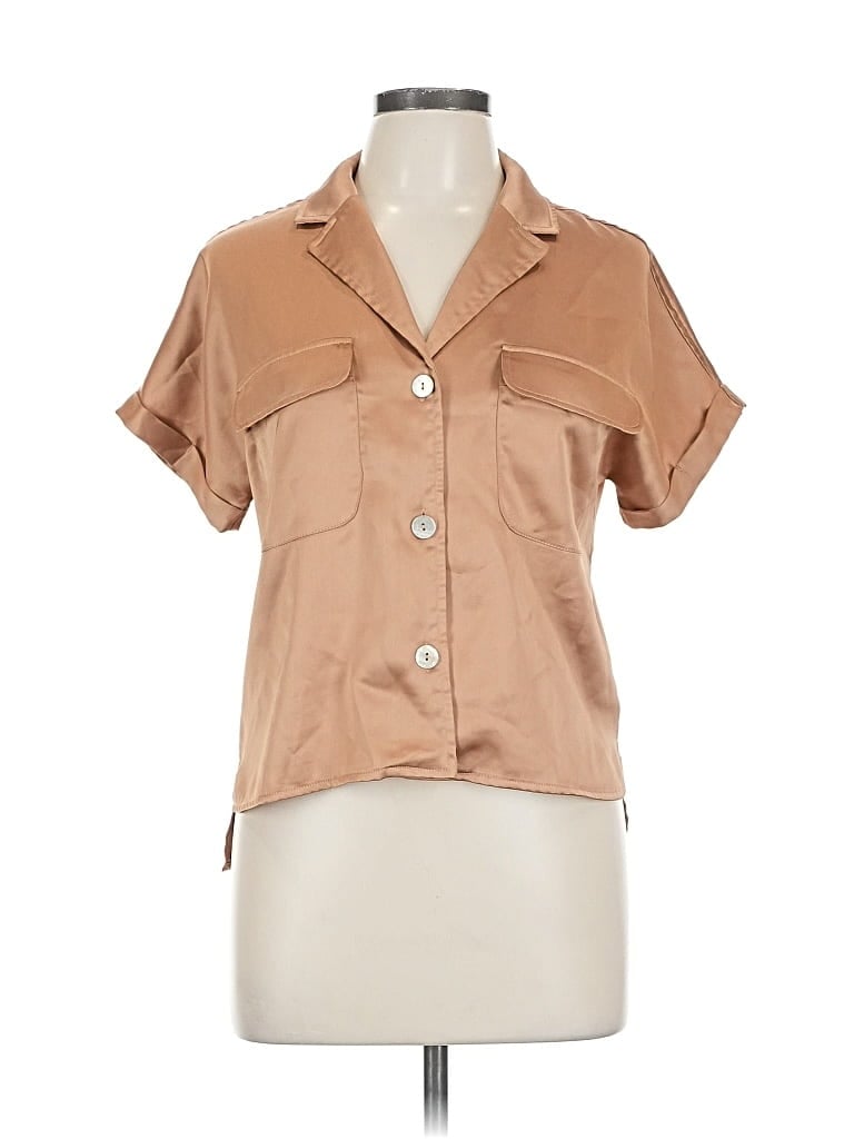 Pre-owned Rachel Zoe Tjx Short Sleeve Blouse In Brown
