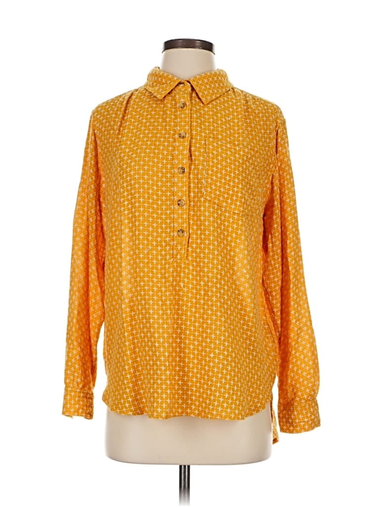 Pre-owned By Anthropologie Long Sleeve Polo In Yellow