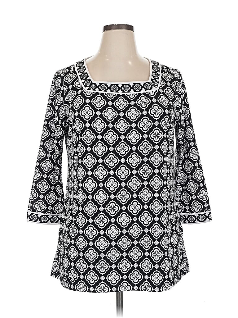Pre-owned Magnolia Grace 3/4 Sleeve Blouse In Black