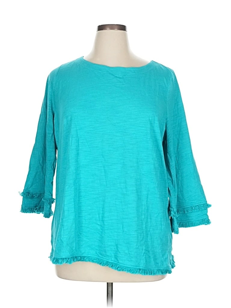 Pre-owned Belle By Kim Gravel 3/4 Sleeve T-shirt In Blue