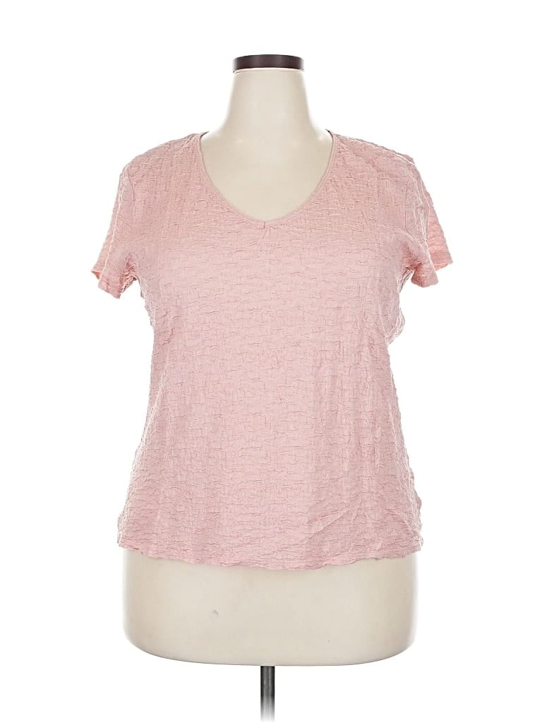 Pre-owned Jaclyn Smith Short Sleeve Top Pink V Neck Tops