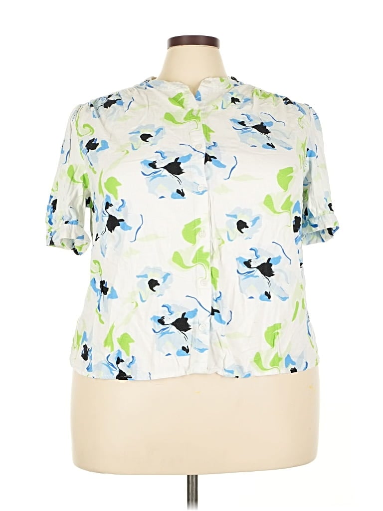 Pre-owned The Limited Short Sleeve Blouse In Blue