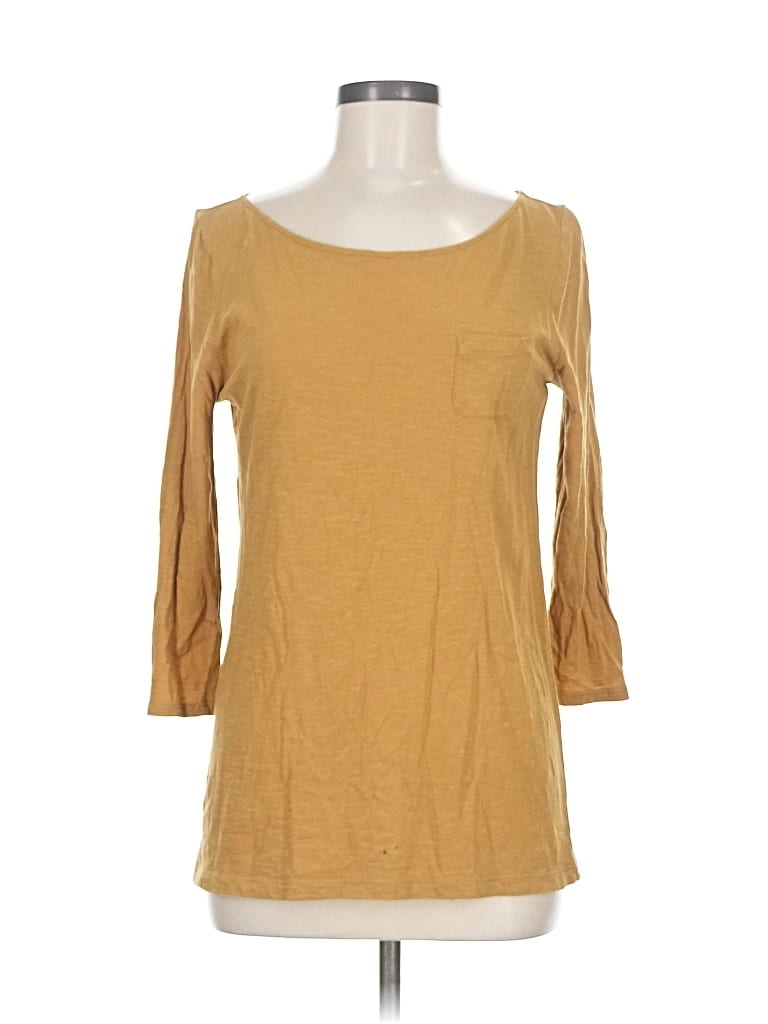 Pre-owned Ann Taylor Loft 3/4 Sleeve T-shirt In Gold