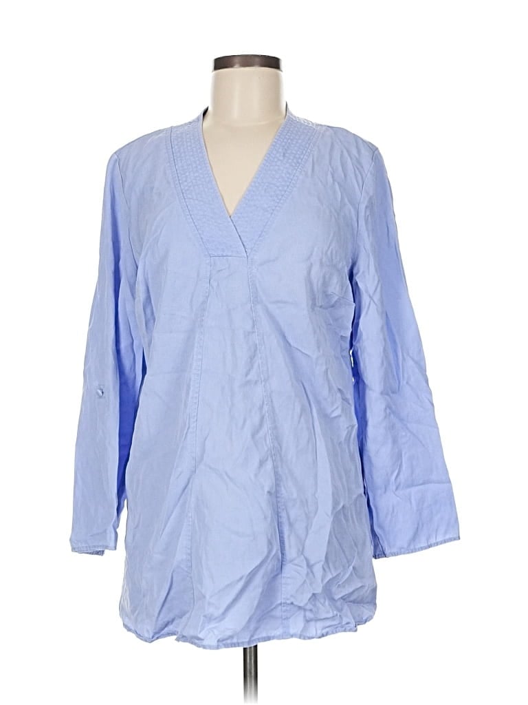 Pre-owned Soft Surroundings 3/4 Sleeve Blouse In Blue