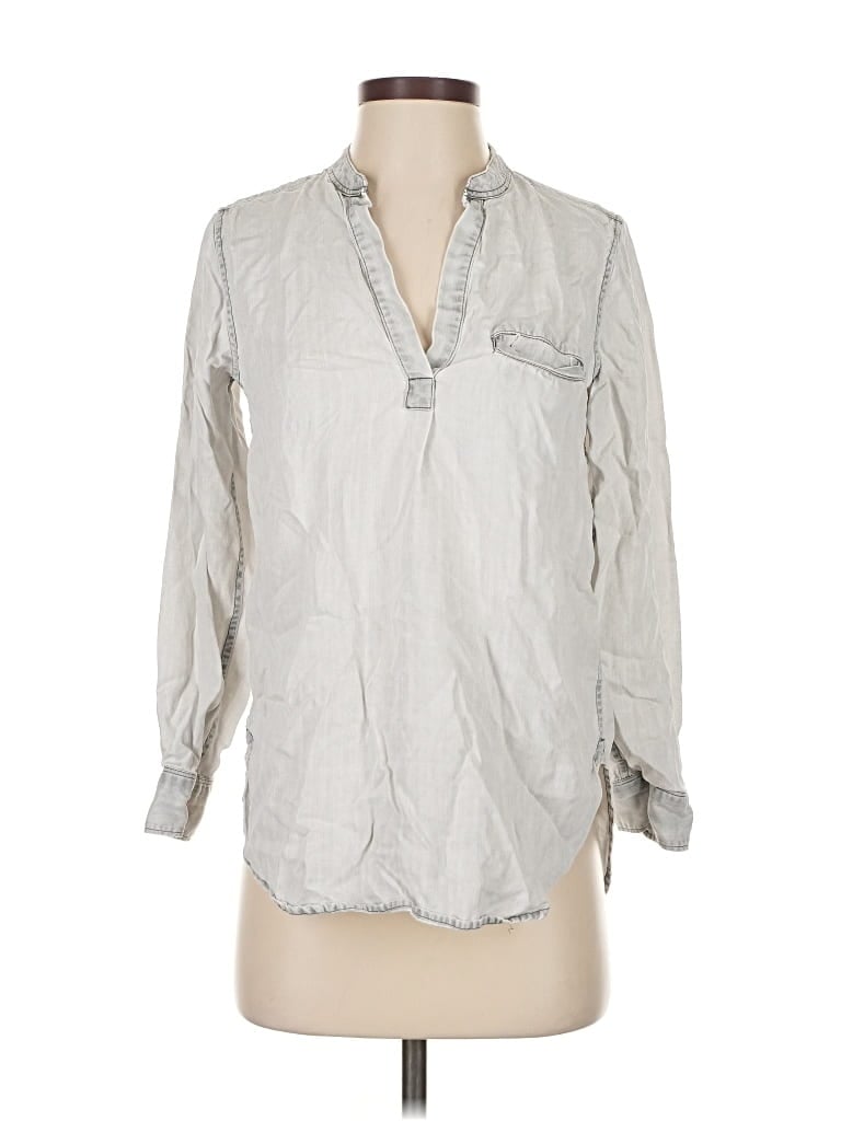 Pre-owned Gap 3/4 Sleeve Button Down Shirt In Gray