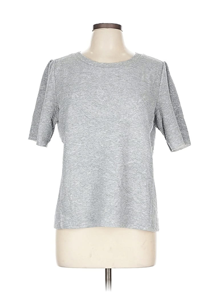 Pre-owned Ann Taylor Loft Short Sleeve Top Silver Crew Neck Tops