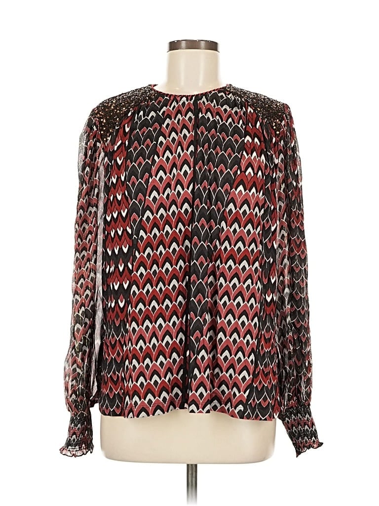 Pre-owned Blank London Long Sleeve Blouse In Burgundy