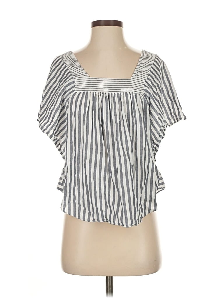 Pre-owned Madewell Short Sleeve Blouse In Silver