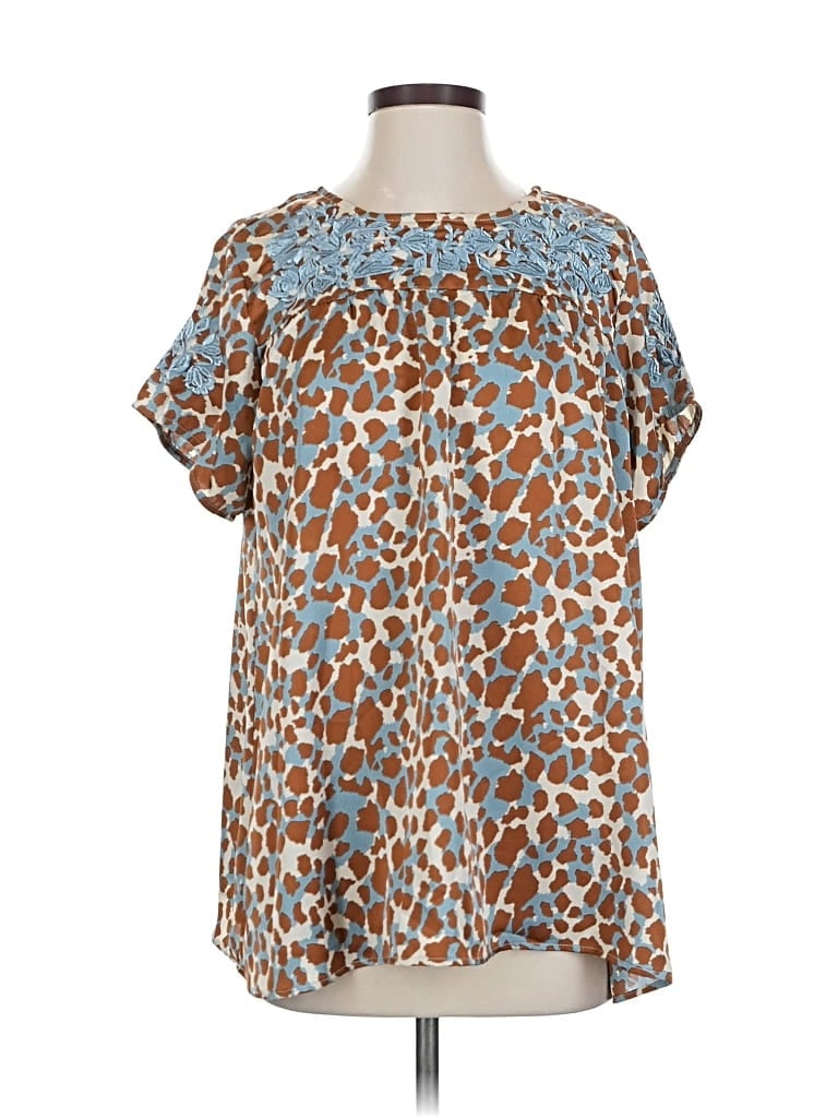 Pre-owned See And Be Seen Short Sleeve Blouse In Blue