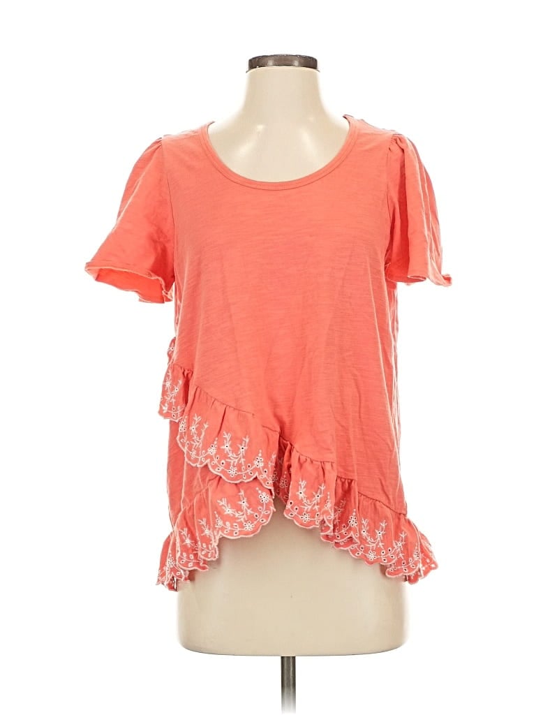 Pre-owned Matilda Jane Short Sleeve Top Orange Scoop Neck Tops
