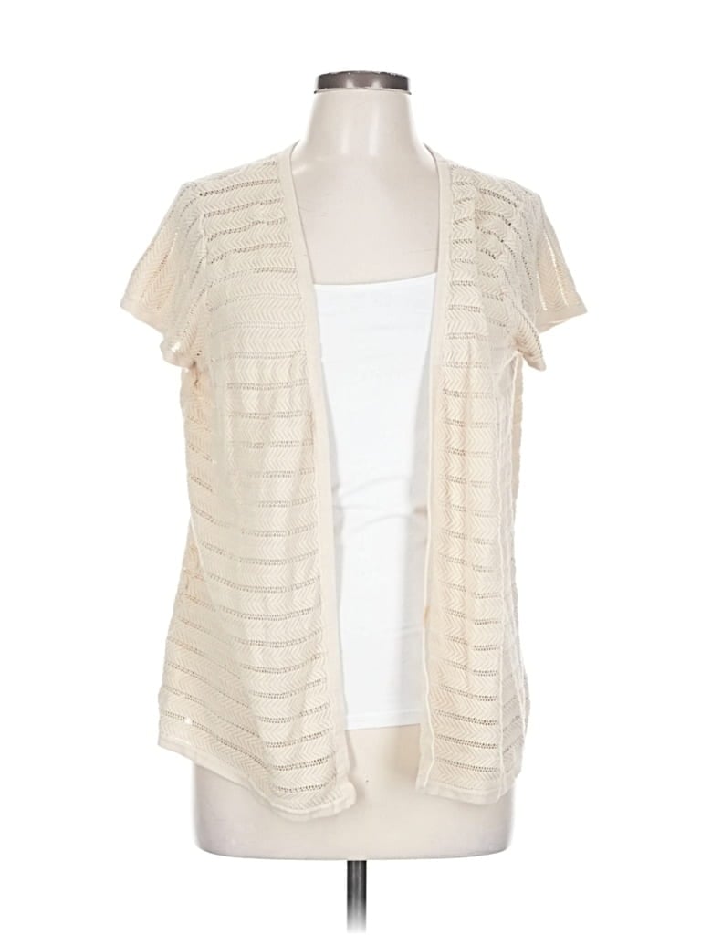 Pre-owned Liz Claiborne Cardigan Sweater In White