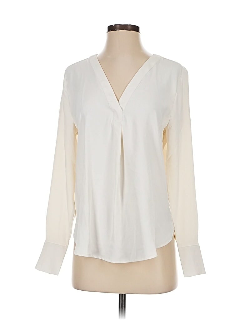Pre-owned Ann Taylor Long Sleeve Blouse In White