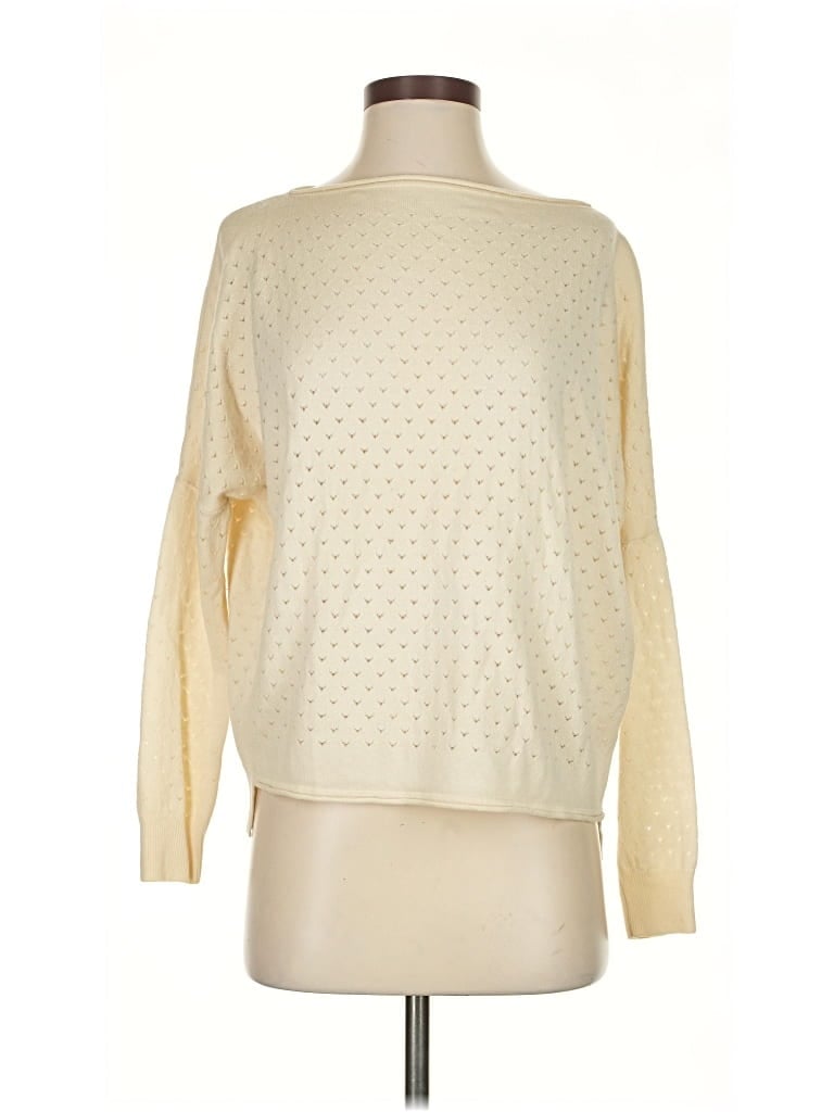 Pre-owned Vince Long Sleeve Top Ivory Boatneck Tops In White