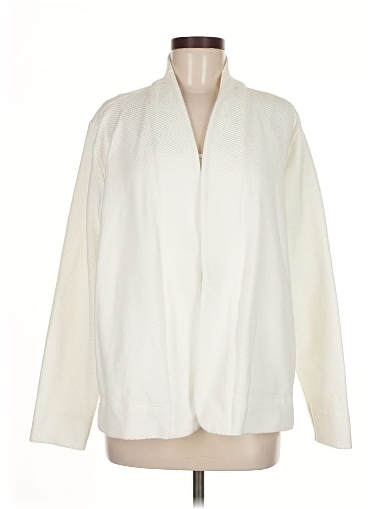 Pre-owned Lands' End Cardigan Sweater In White