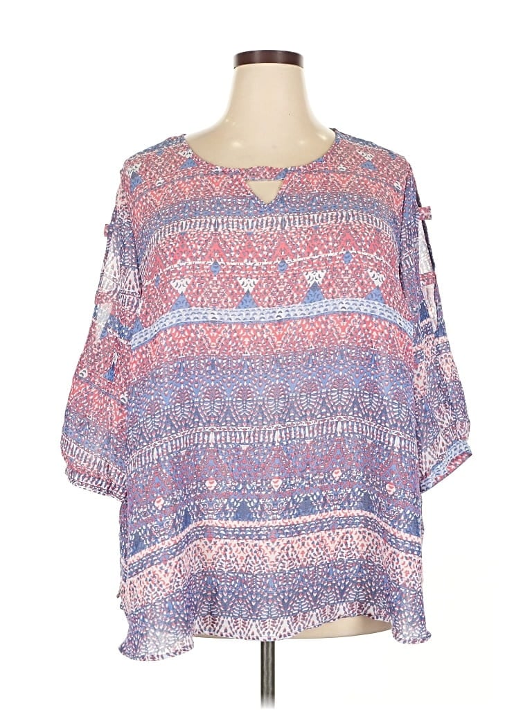 Pre-owned Catherines 3/4 Sleeve Blouse In Blue