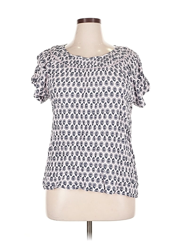 Pre-owned Ann Taylor Loft Short Sleeve Blouse In Blue