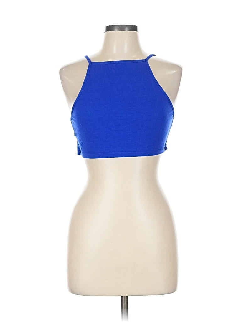 Pre-owned Unbranded Tank Top Blue Halter Neckline Tops