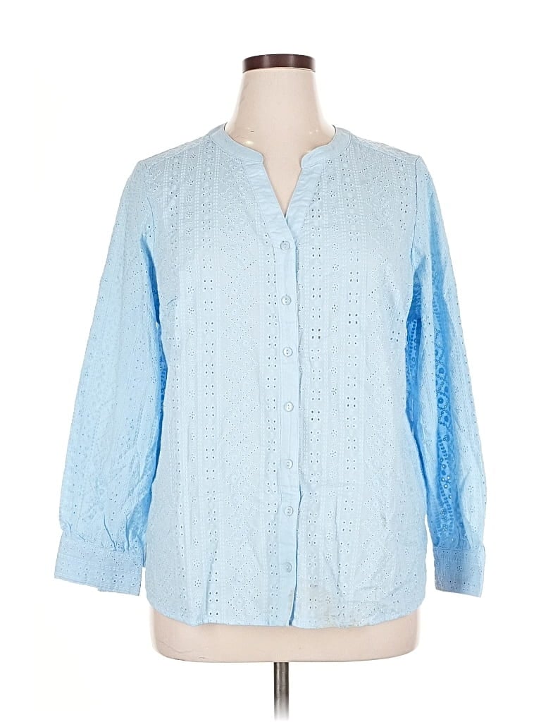 Pre-owned D&co. Long Sleeve Blouse In Blue