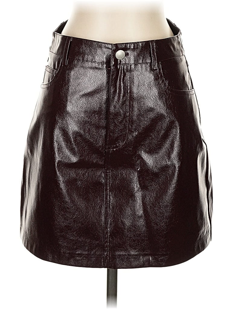 Pre-owned Suncoo Faux Leather Skirt In Burgundy