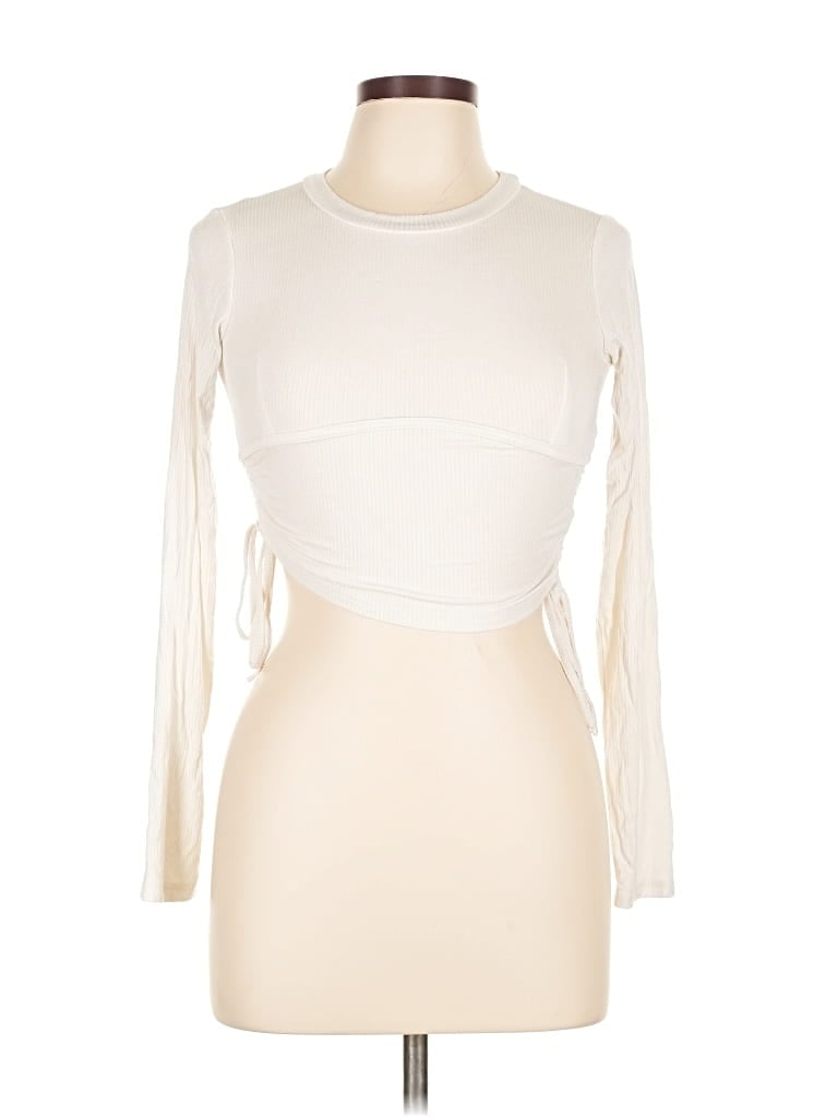 Pre-owned Zaful Long Sleeve Top Ivory Turtleneck Tops In White