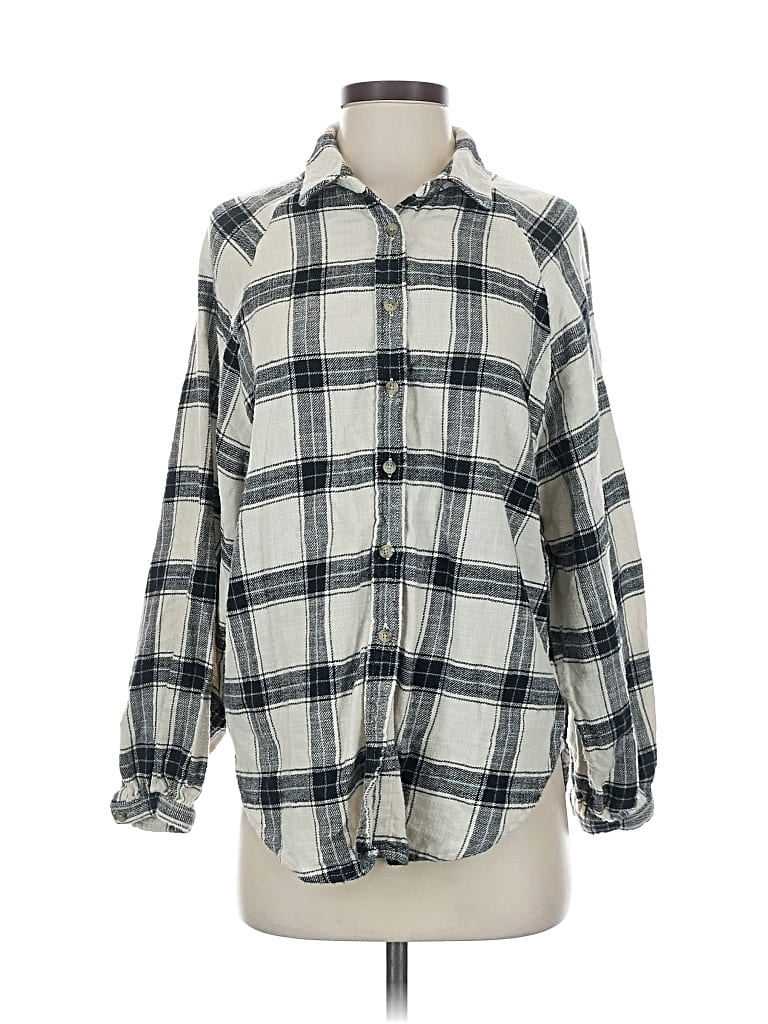 Pre-owned American Eagle Outfitters Long Sleeve Button Down Shirt In Silver