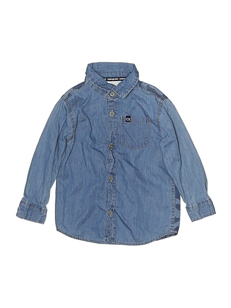 Pre-owned Calvin Klein Jeans Est.1978 Kids' Calvin Klein Jeans Long Sleeve Button Down Shirt In Blue