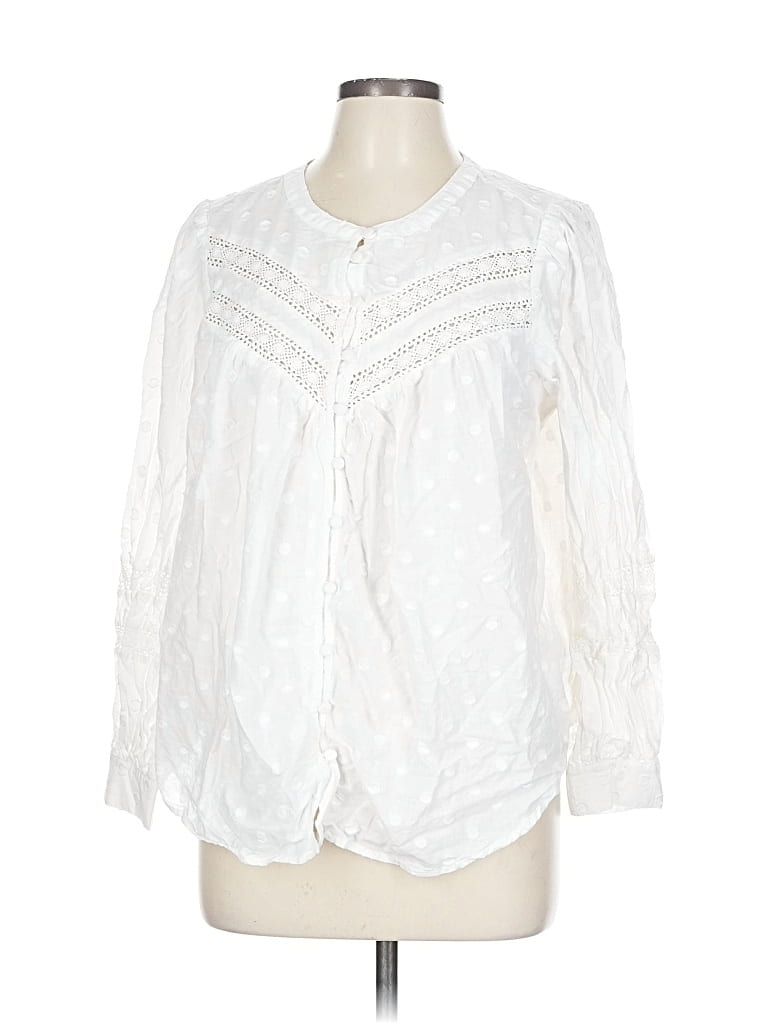 Pre-owned Torrid Long Sleeve Blouse In White