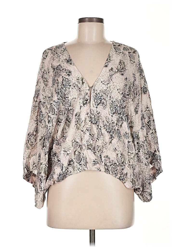Pre-owned On The Road ... 3/4 Sleeve Blouse In Silver