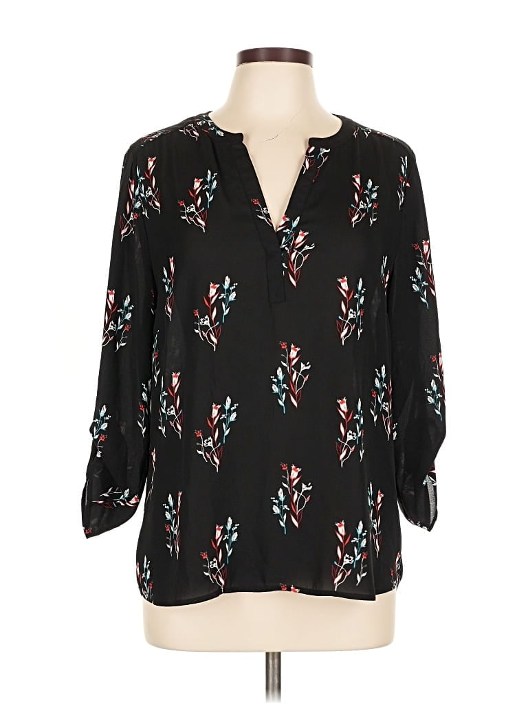 Pre-owned Daniel Rainn 3/4 Sleeve Blouse In Black